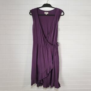 Pact Purple Sleeveless Wrap Mini Dress